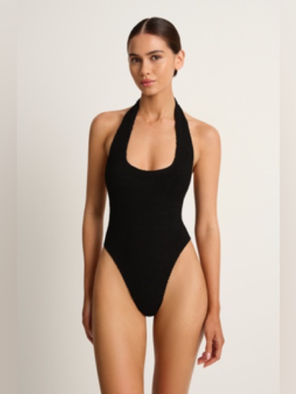 bond-eye Black Halter One-Piece Swimsuit